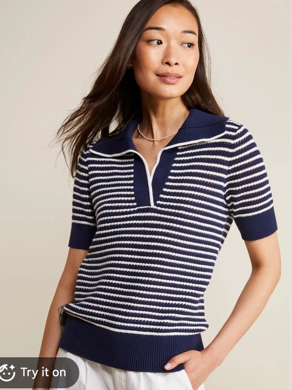 Vineyard Vines Navy & White Striped Polo Knit Sweater